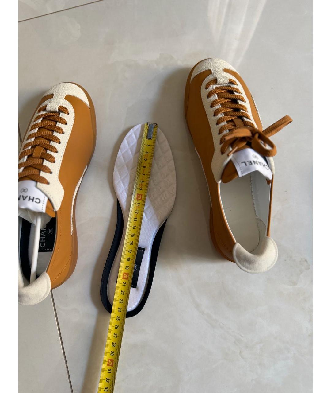 CHANEL Коричневые кожаные кеды, фото 7