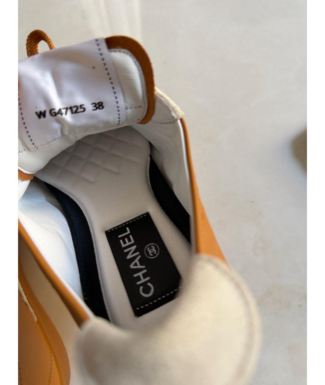 CHANEL Коричневые кожаные кеды, фото 6