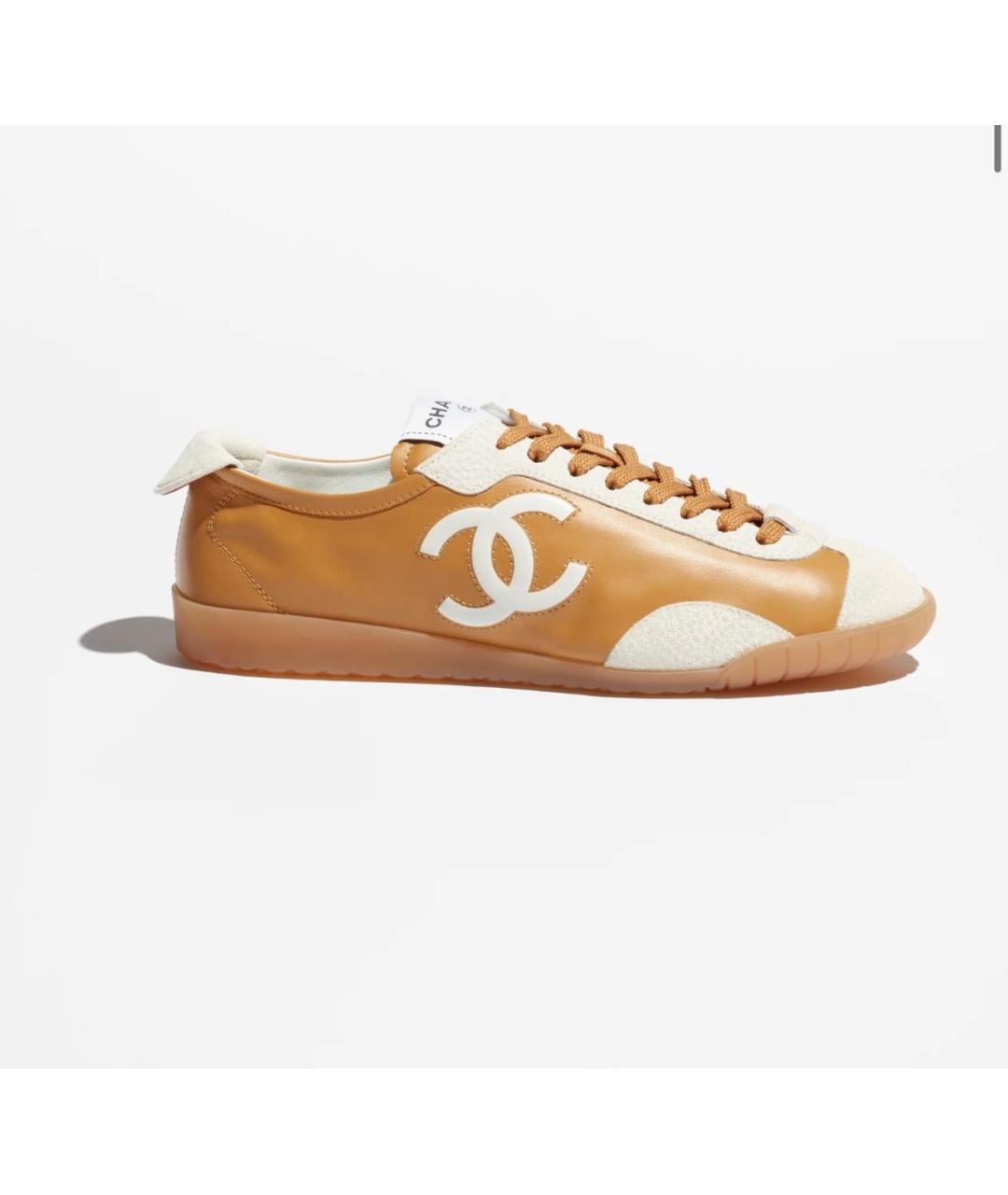 CHANEL Коричневые кожаные кеды, фото 9