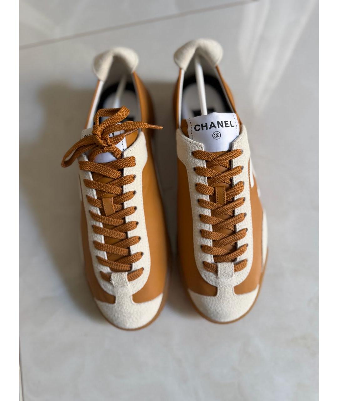 CHANEL Коричневые кожаные кеды, фото 2