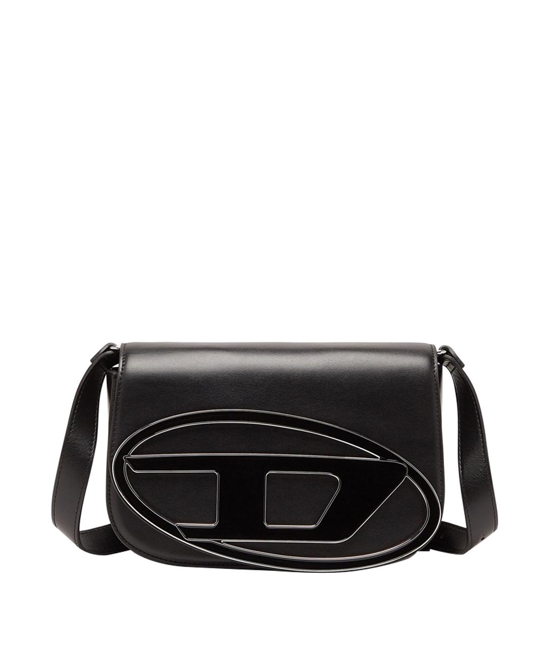 DIESEL Черная кожаная сумка с короткими ручками, фото 1