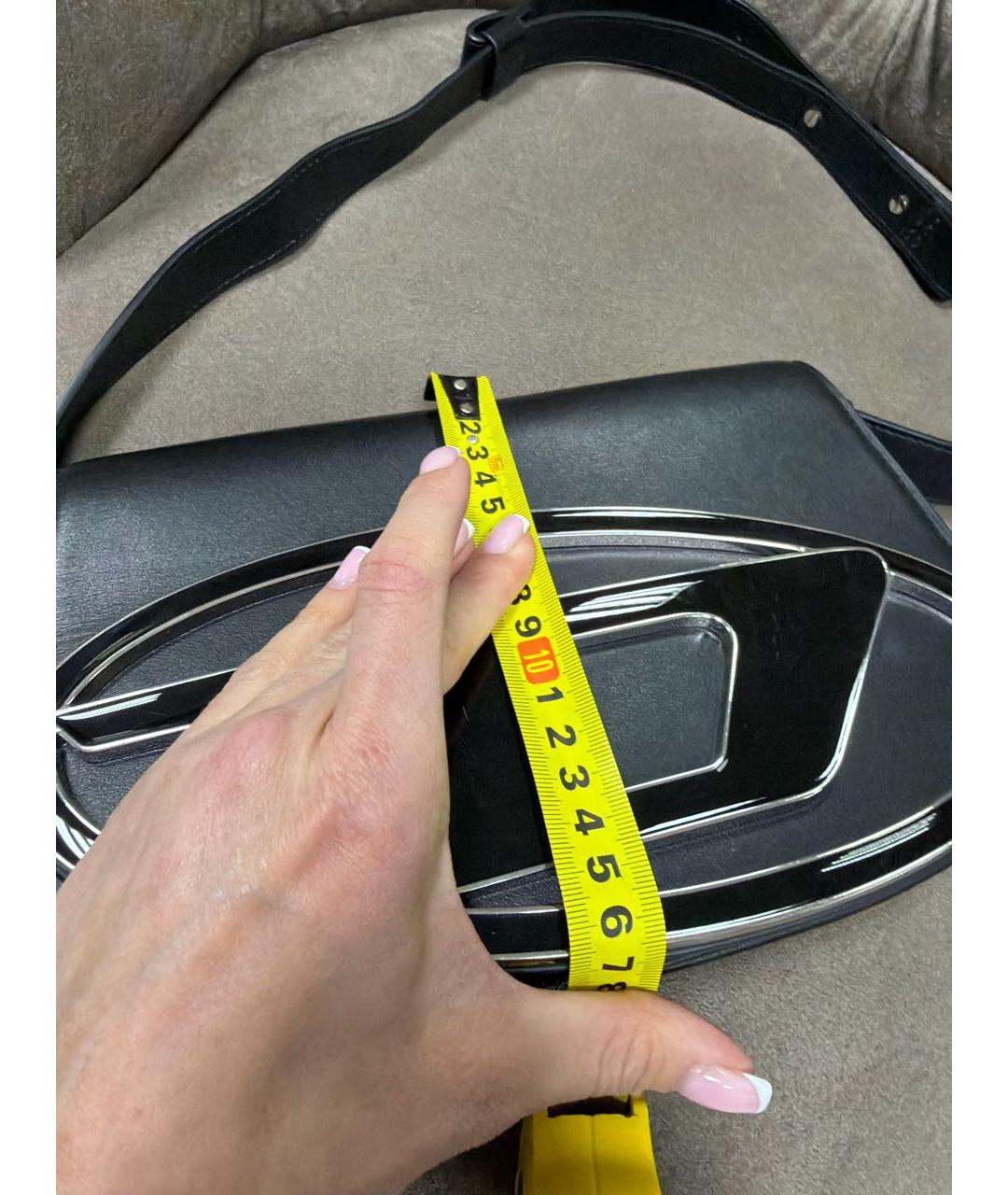 DIESEL Черная кожаная сумка с короткими ручками, фото 8