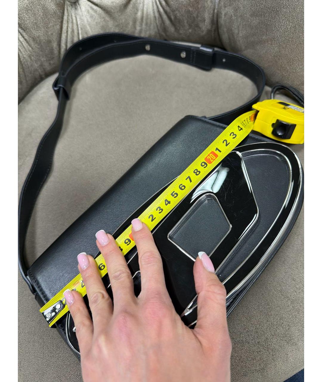 DIESEL Черная кожаная сумка с короткими ручками, фото 7