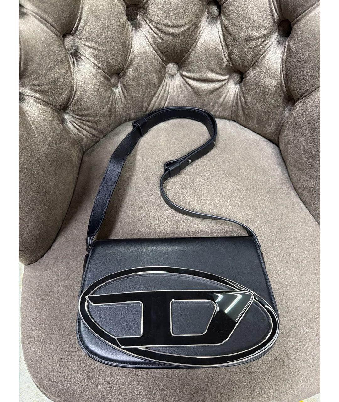 DIESEL Черная кожаная сумка с короткими ручками, фото 2