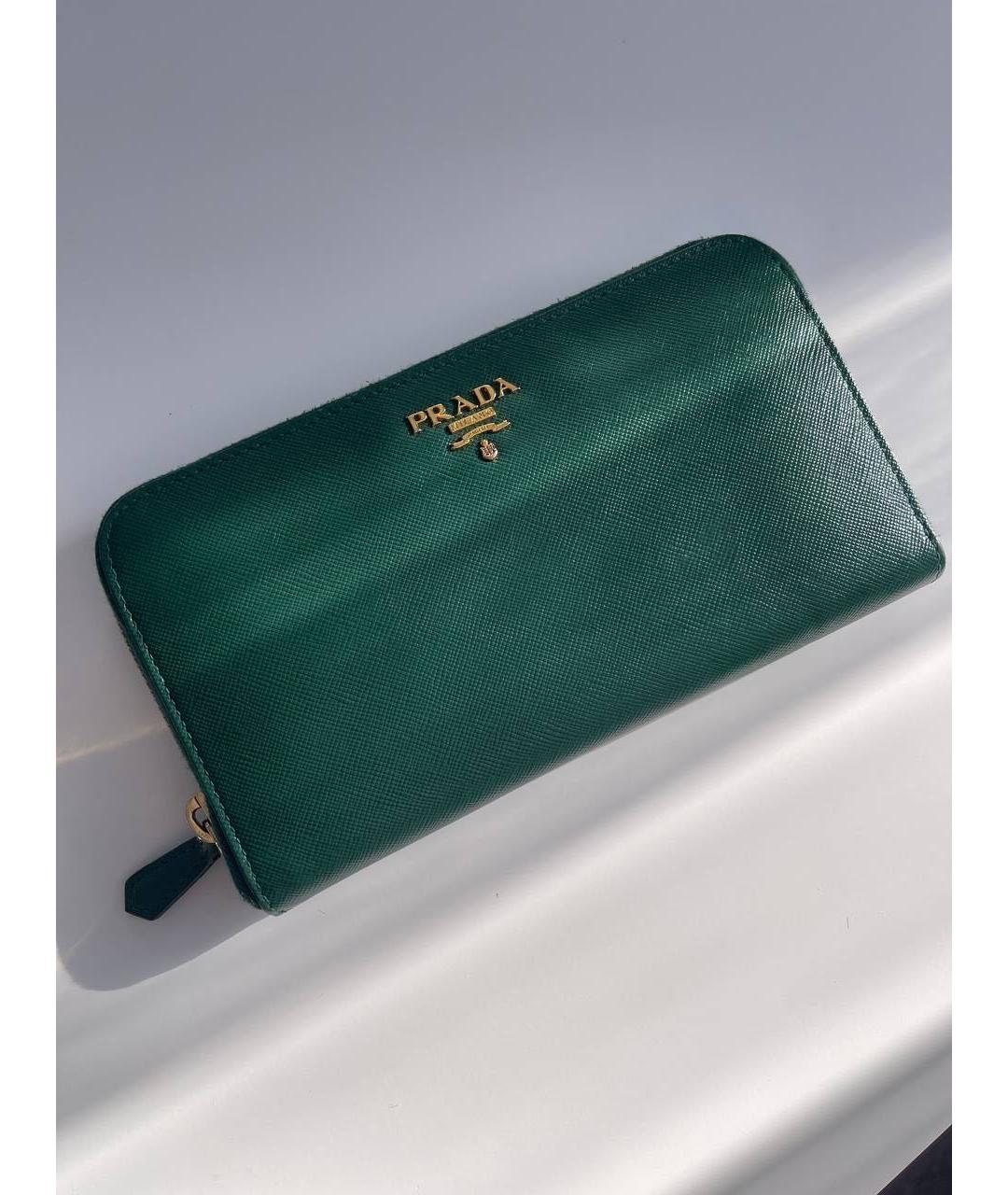 PRADA Зеленый кожаный кошелек, фото 6