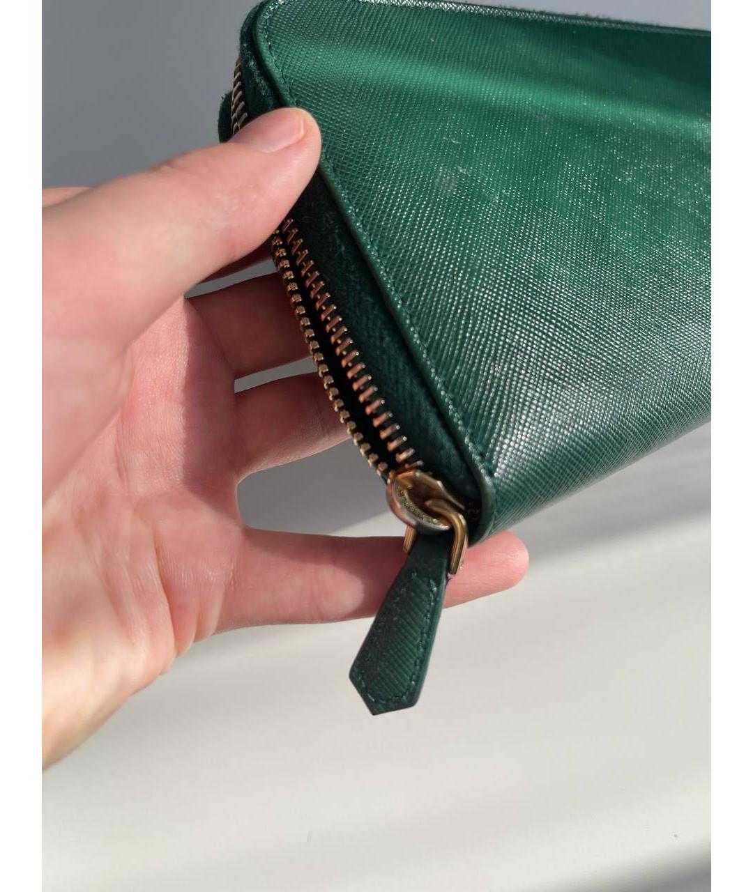 PRADA Зеленый кожаный кошелек, фото 4