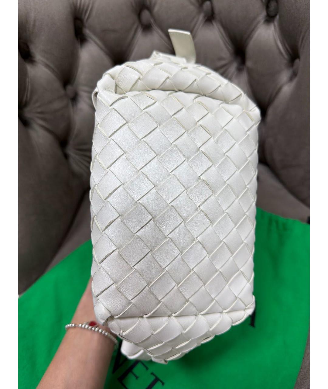 BOTTEGA VENETA Белая кожаная сумка через плечо, фото 4
