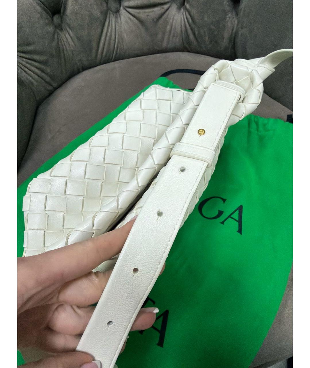 BOTTEGA VENETA Белая кожаная сумка через плечо, фото 7