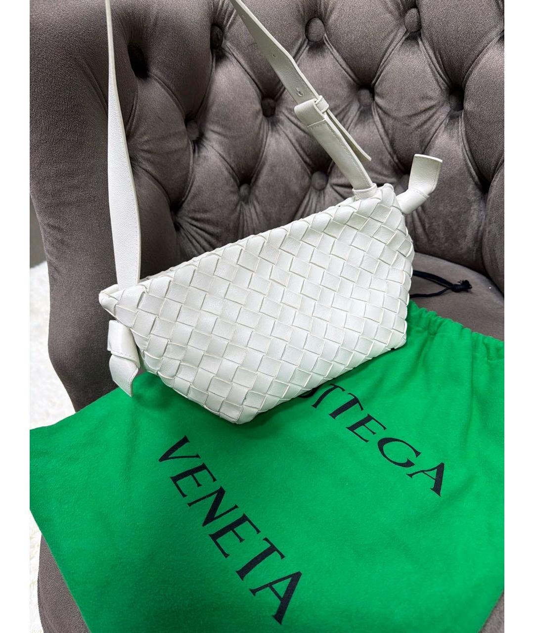 BOTTEGA VENETA Белая кожаная сумка через плечо, фото 2