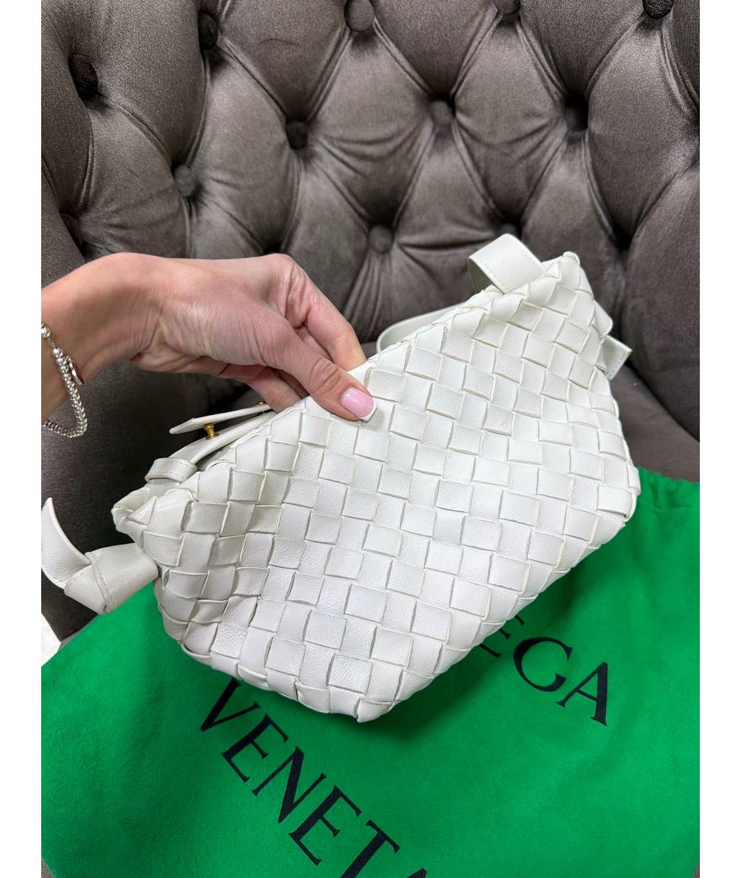 BOTTEGA VENETA Белая кожаная сумка через плечо, фото 3