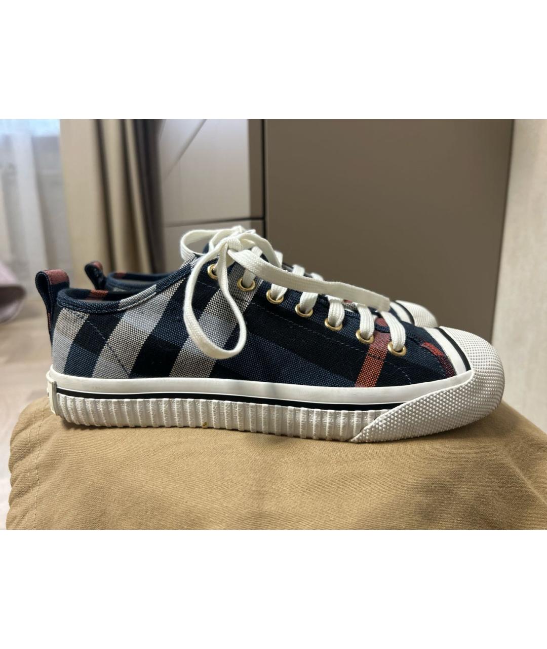 BURBERRY Темно-синие текстильные кеды, фото 6