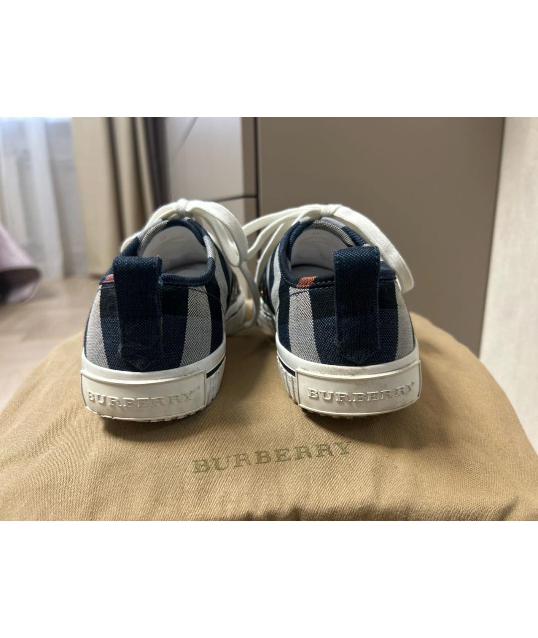 BURBERRY Темно-синие текстильные кеды, фото 4
