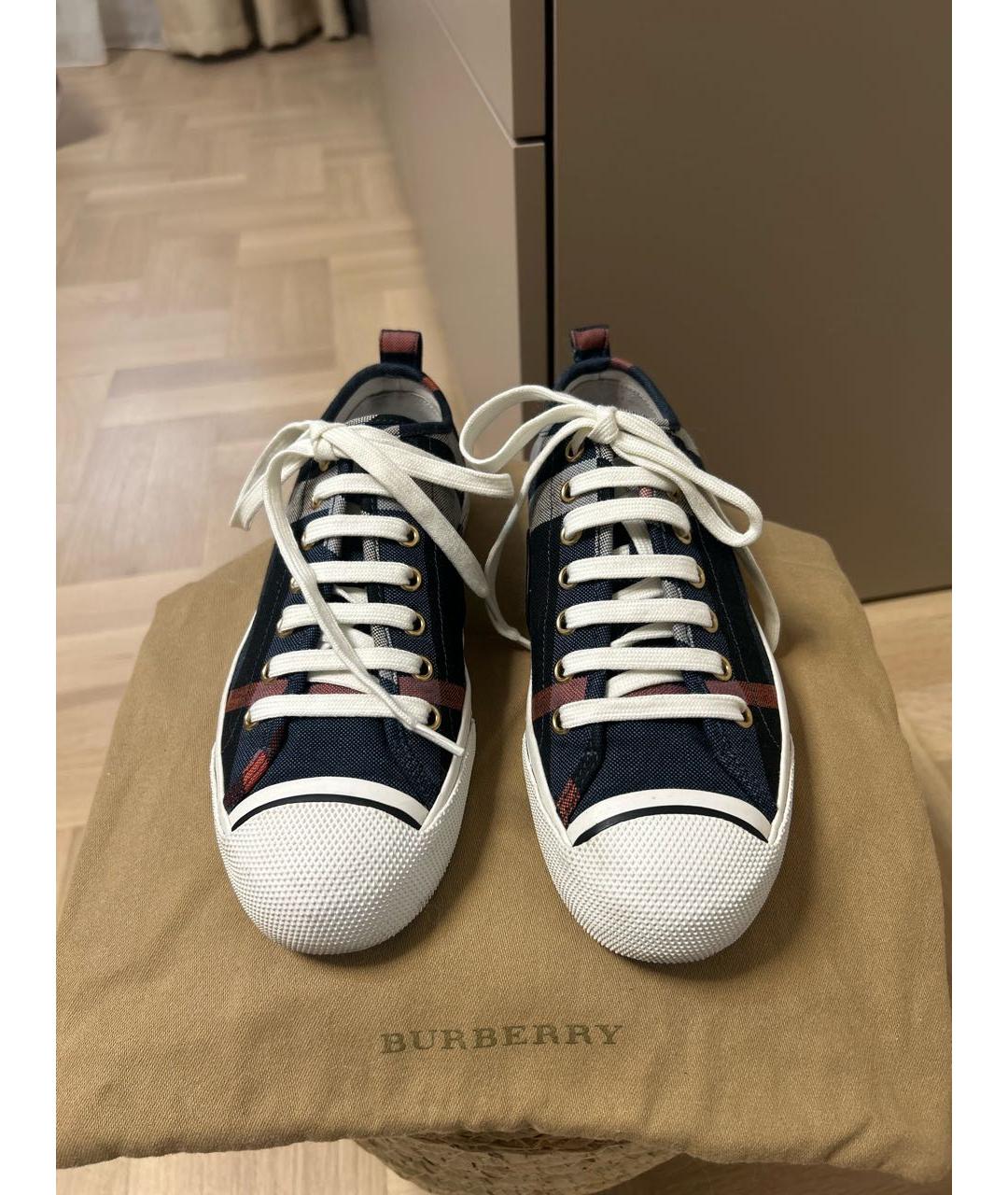 BURBERRY Темно-синие текстильные кеды, фото 2
