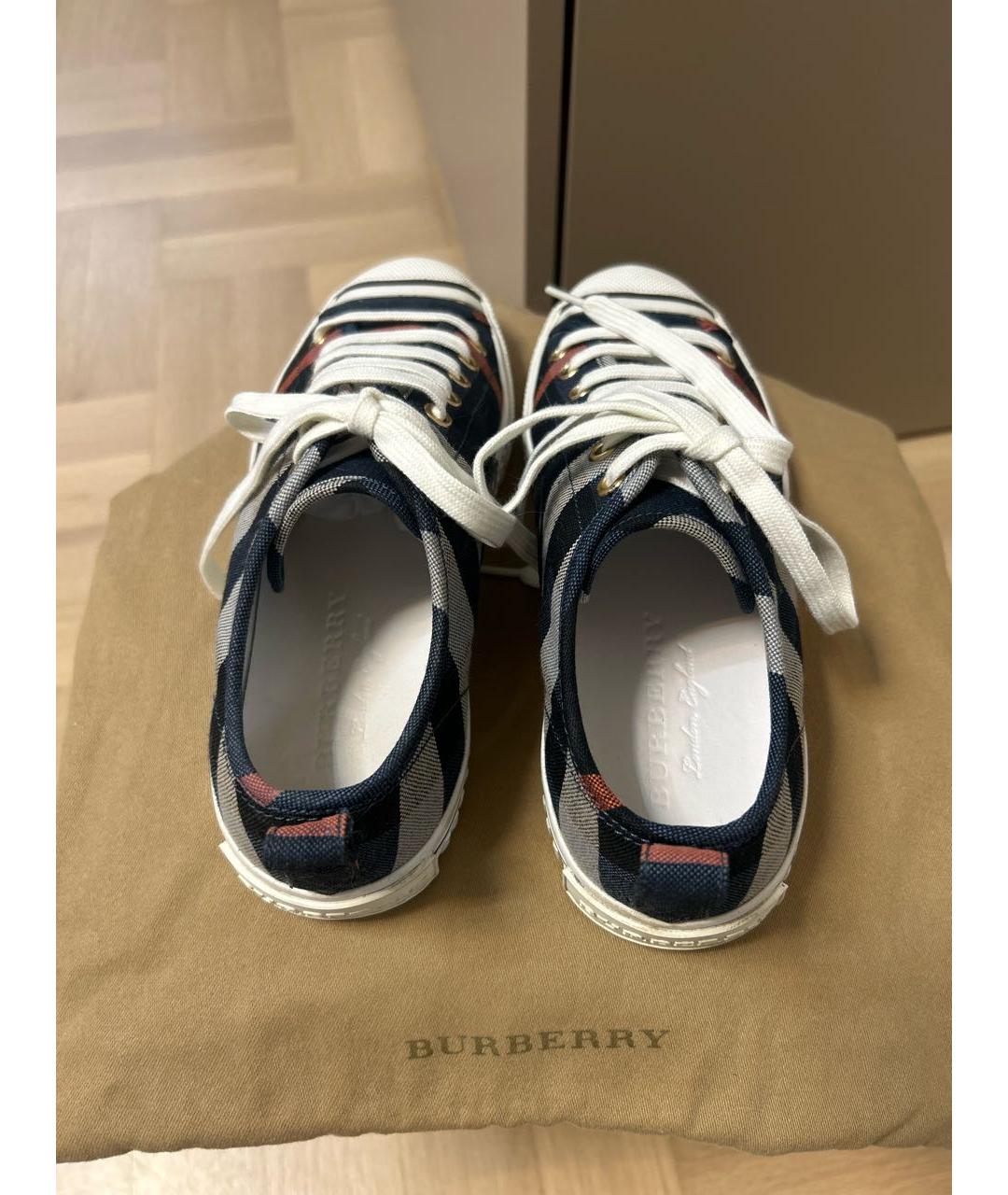 BURBERRY Темно-синие текстильные кеды, фото 3