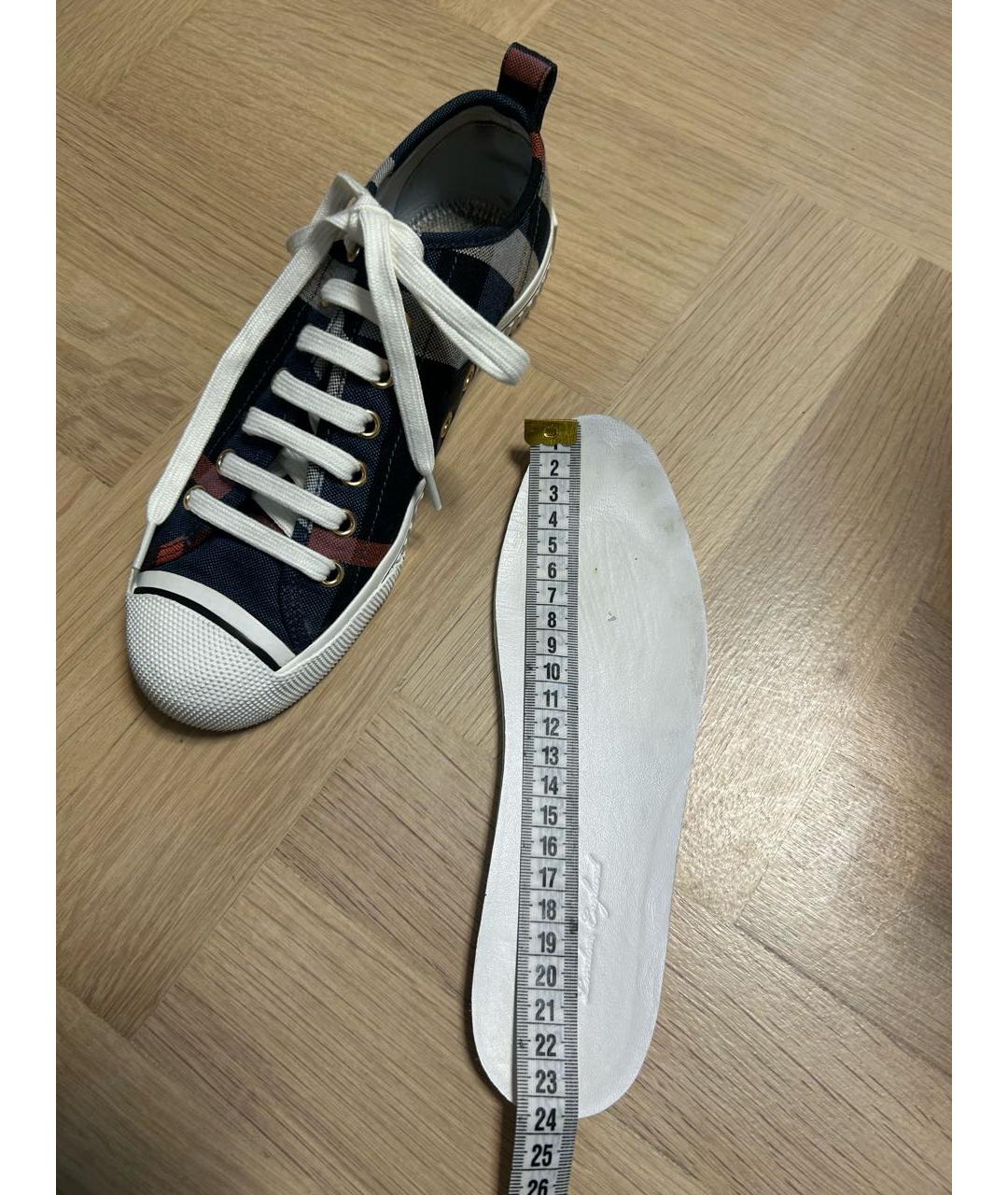 BURBERRY Темно-синие текстильные кеды, фото 5