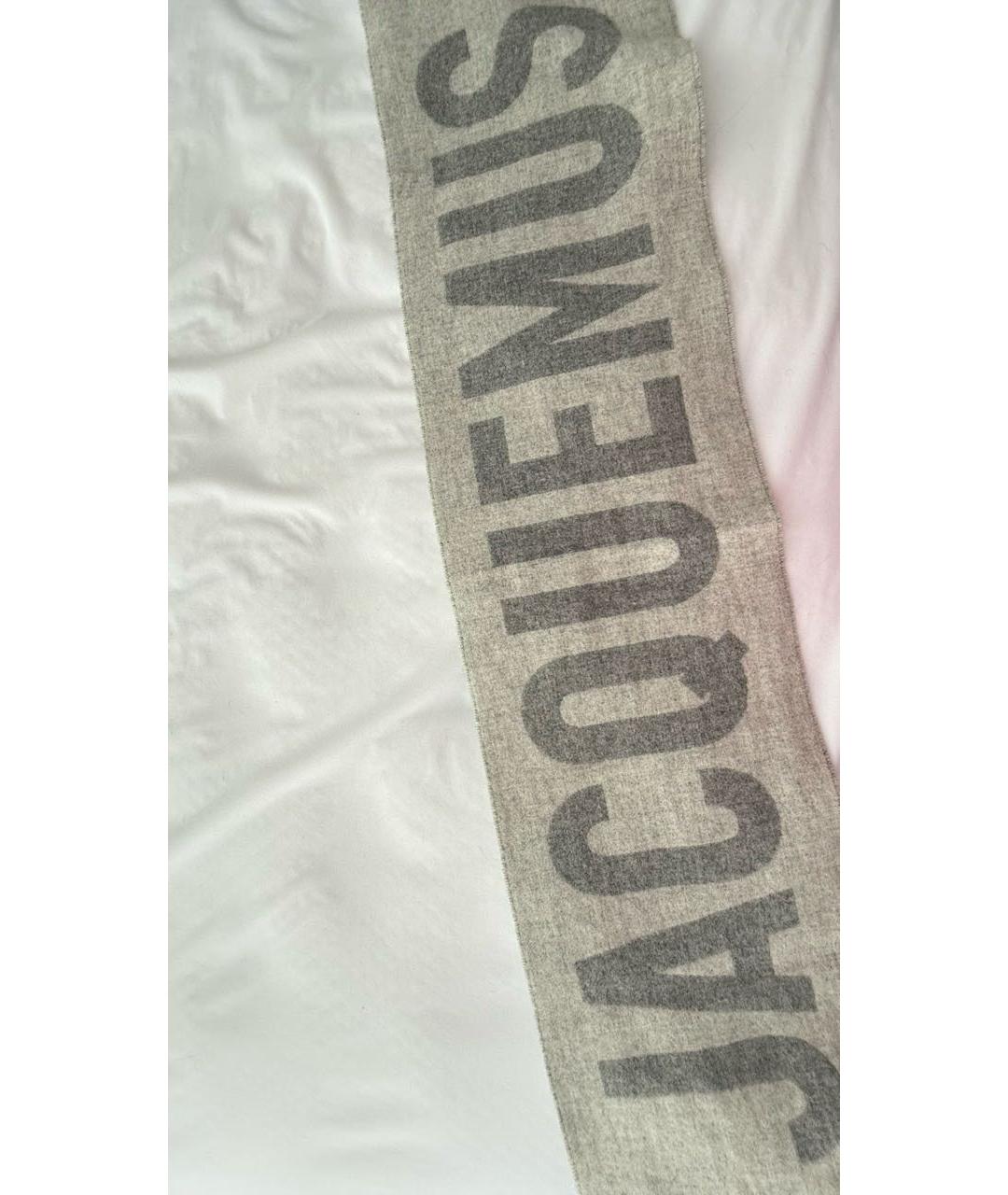 JACQUEMUS Серый шерстяной шарф, фото 3