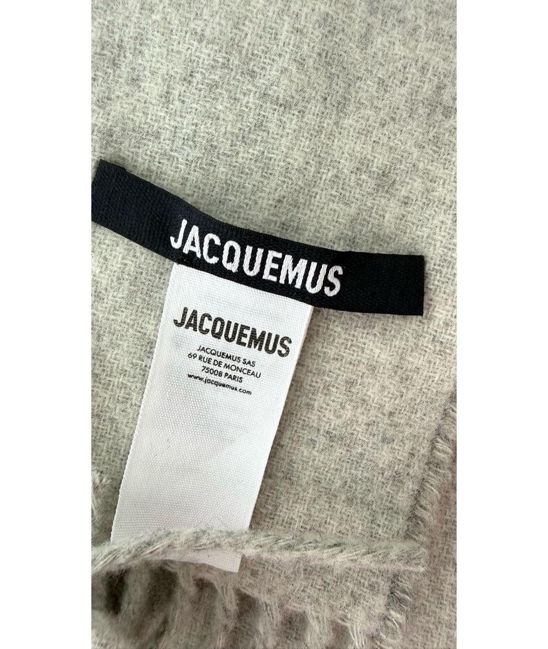 JACQUEMUS Серый шерстяной шарф, фото 4