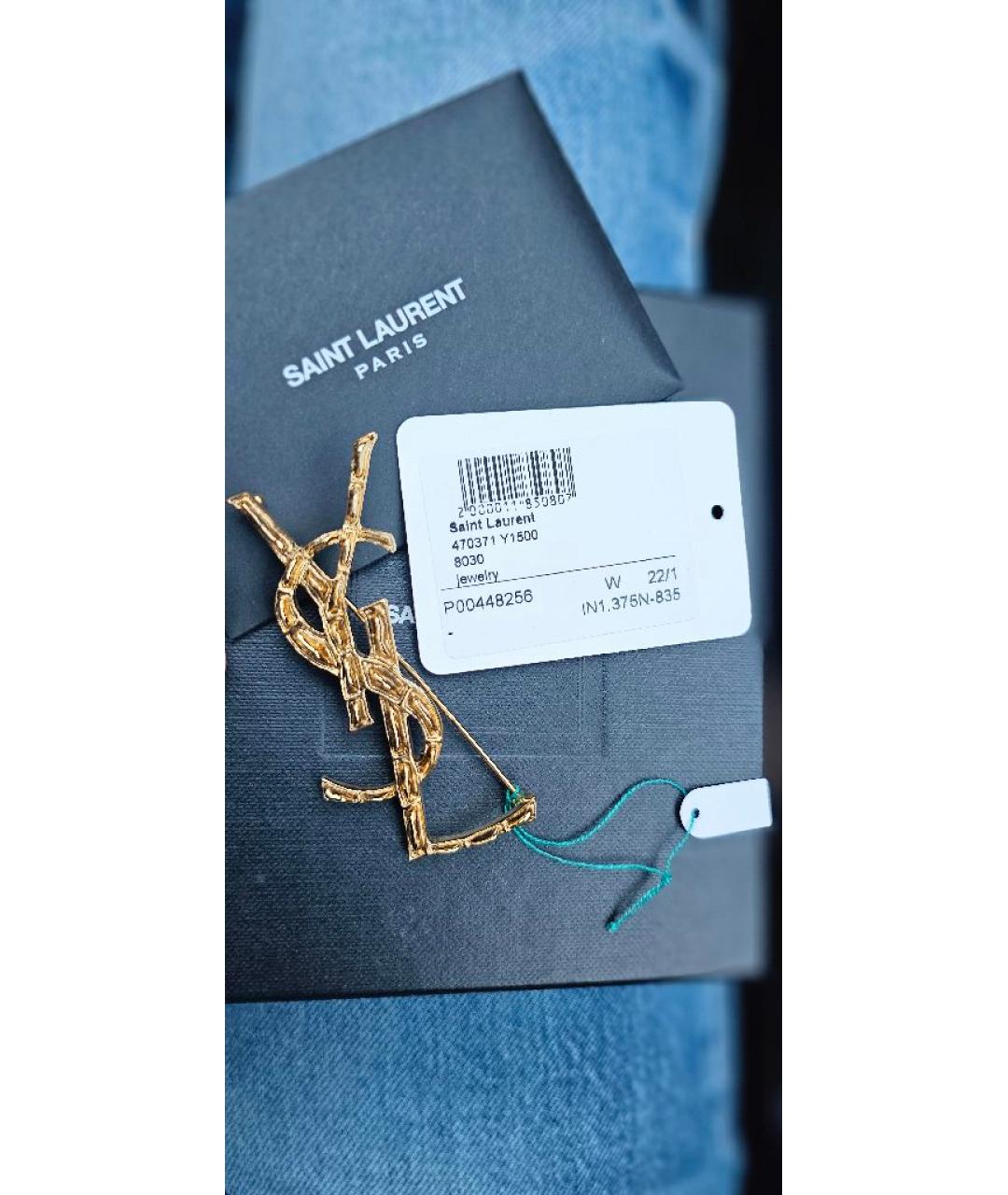 SAINT LAURENT Золотая латунная булавка / брошь, фото 6