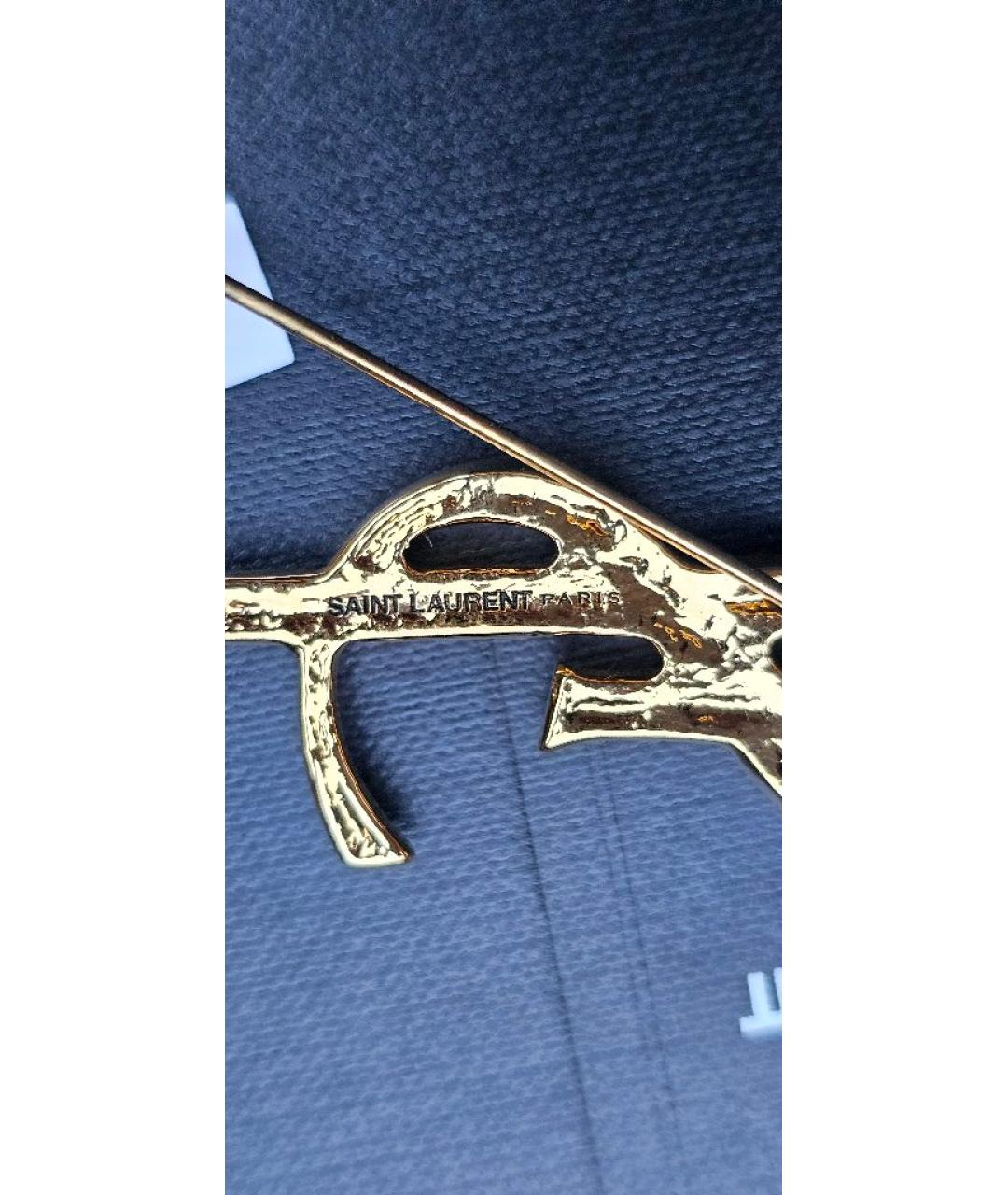 SAINT LAURENT Золотая латунная булавка / брошь, фото 4