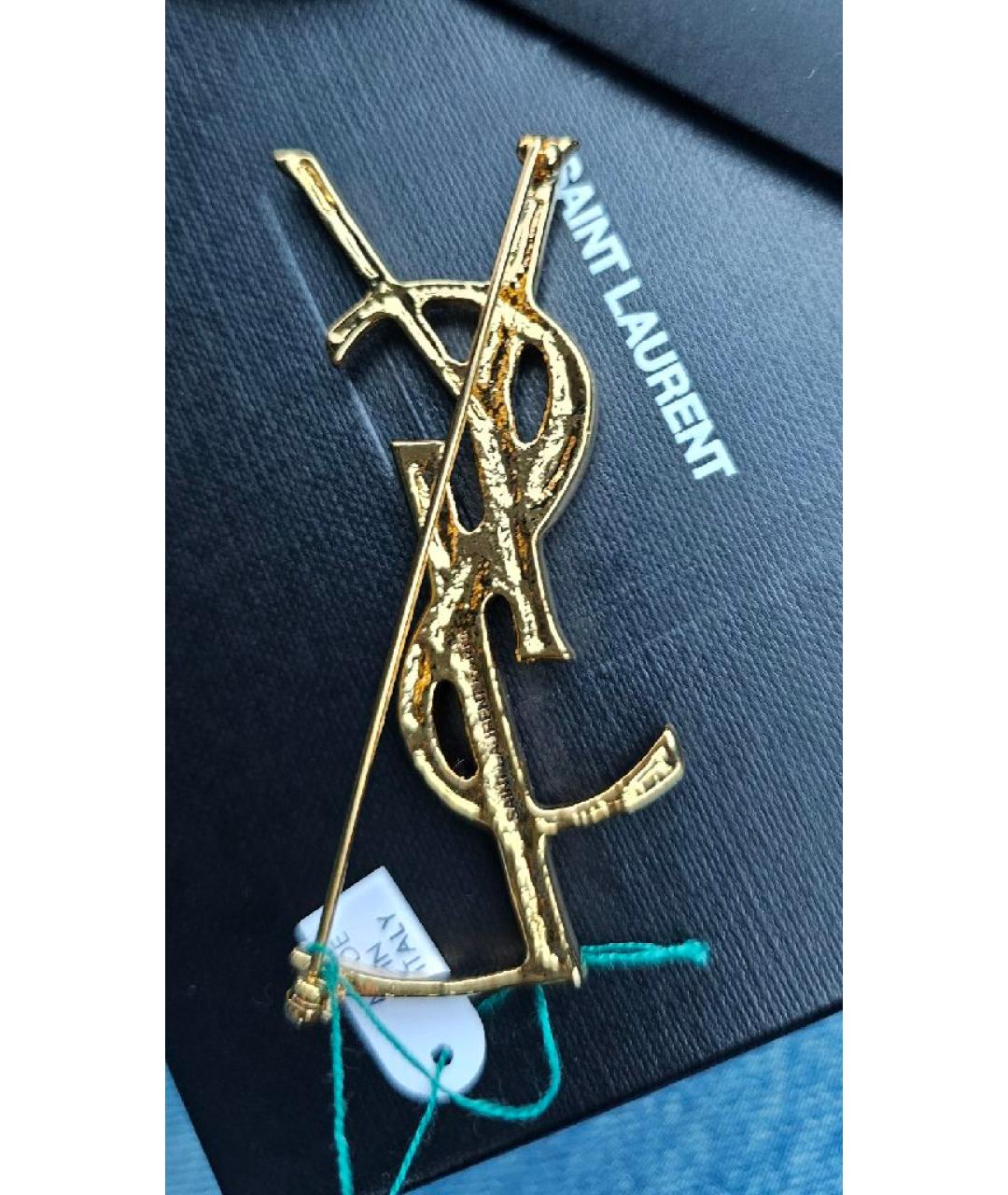 SAINT LAURENT Золотая латунная булавка / брошь, фото 3