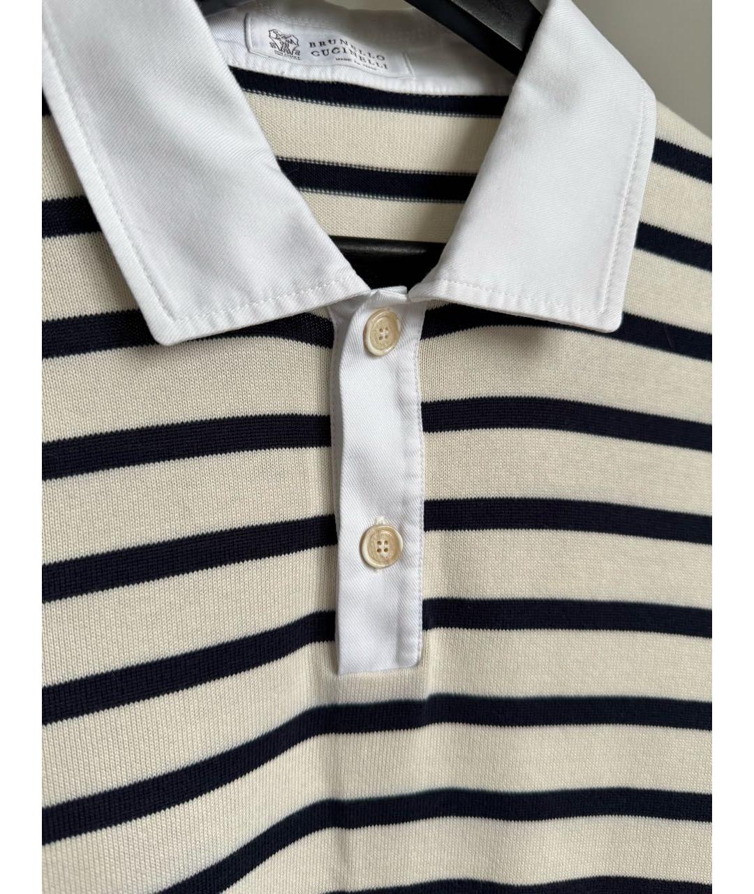 BRUNELLO CUCINELLI Белое хлопковое поло с коротким рукавом, фото 4