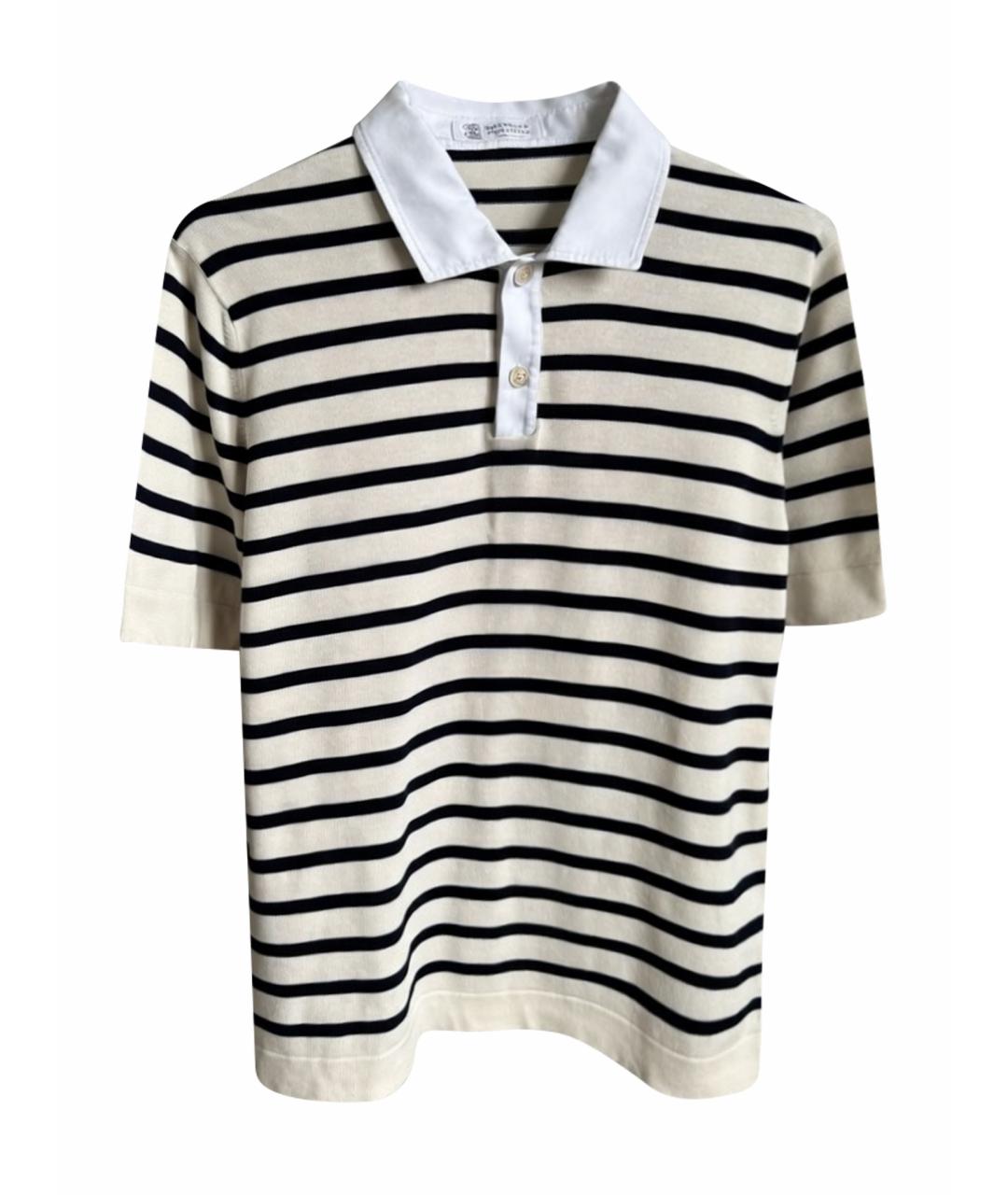 BRUNELLO CUCINELLI Белое хлопковое поло с коротким рукавом, фото 1