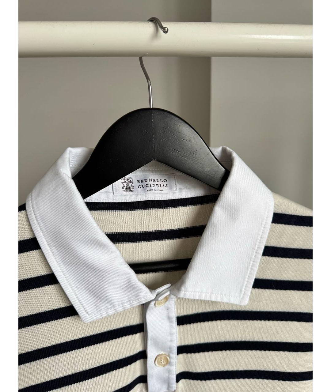 BRUNELLO CUCINELLI Белое хлопковое поло с коротким рукавом, фото 2