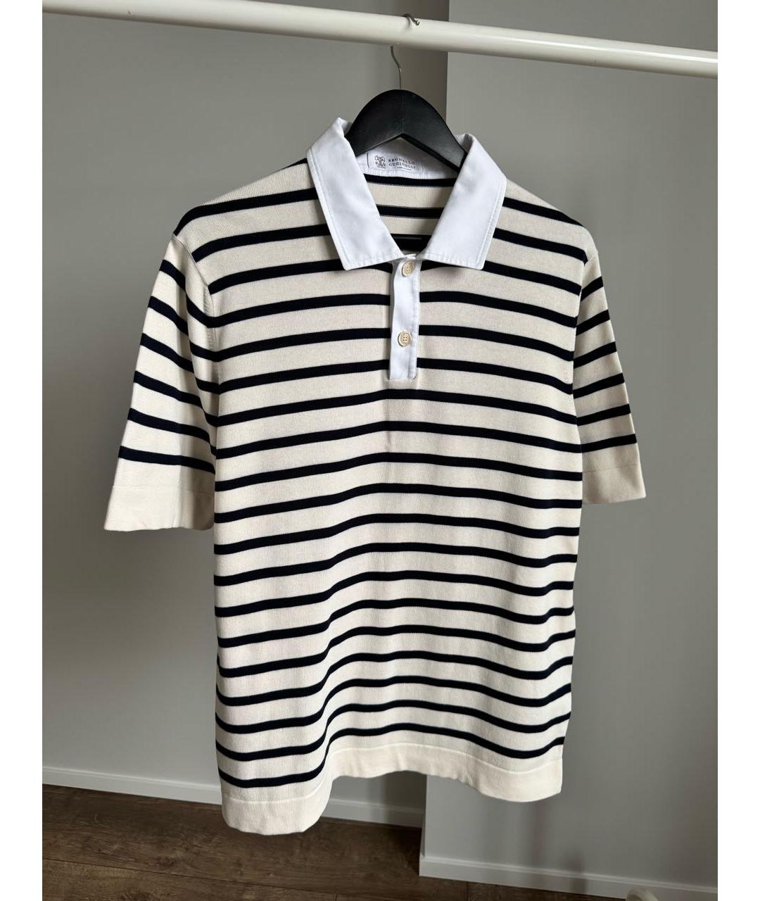 BRUNELLO CUCINELLI Белое хлопковое поло с коротким рукавом, фото 8