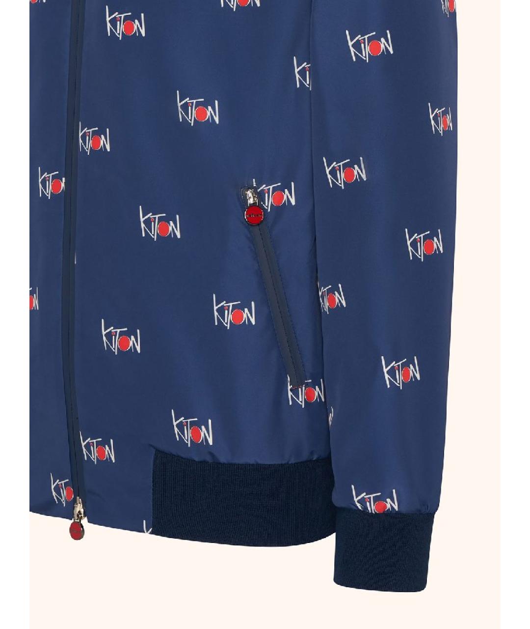 KITON Синяя полиэстеровая куртка, фото 7