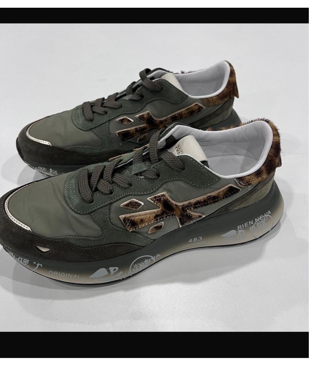 PREMIATA Зеленые текстильные кроссовки, фото 2