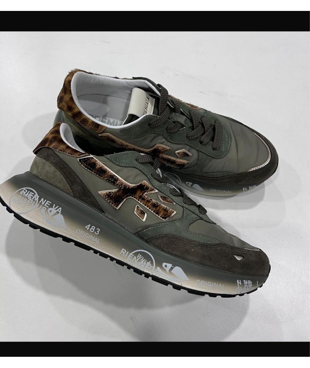 PREMIATA Зеленые текстильные кроссовки, фото 5