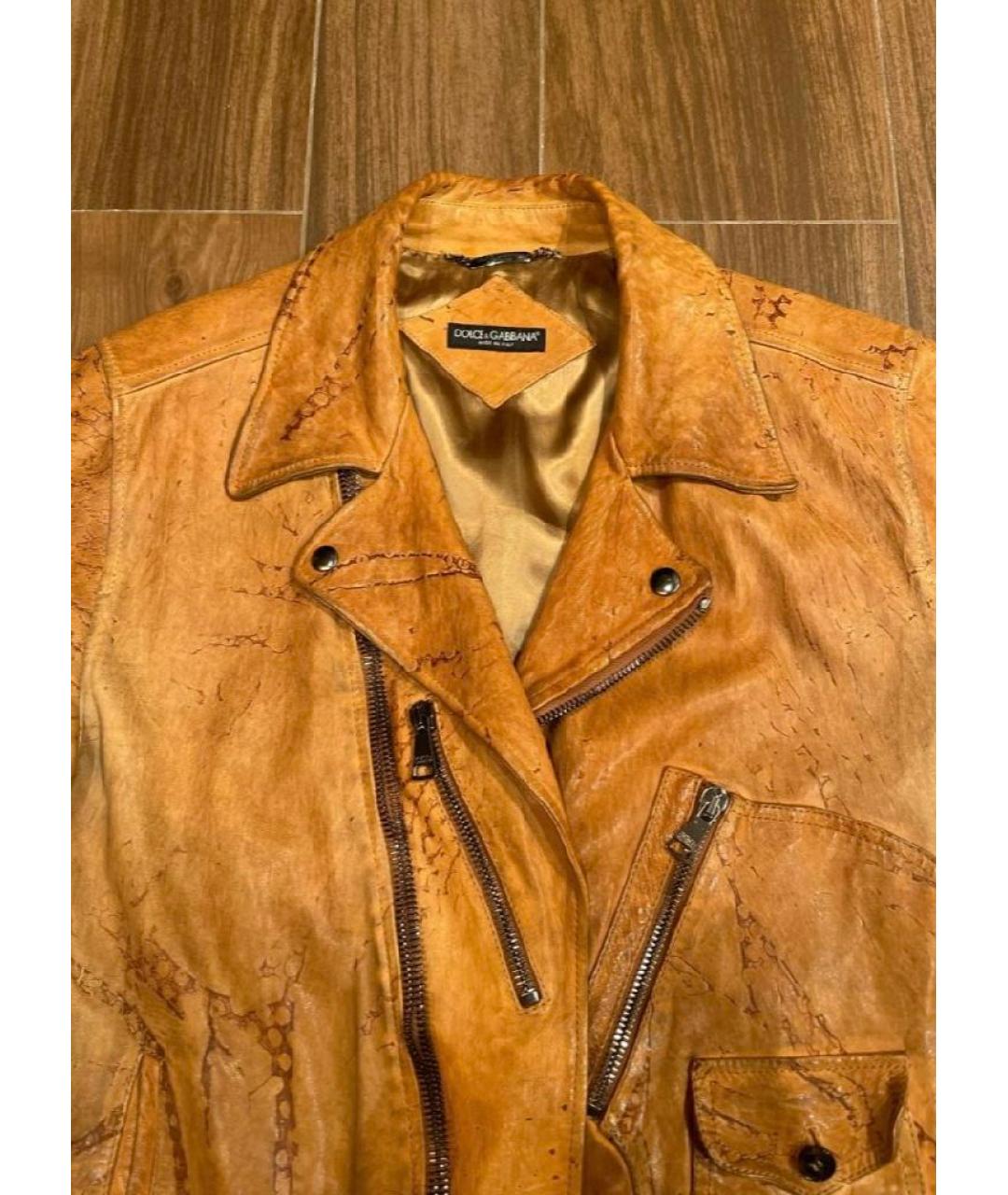 DOLCE&GABBANA Коричневая кожаная куртка, фото 4