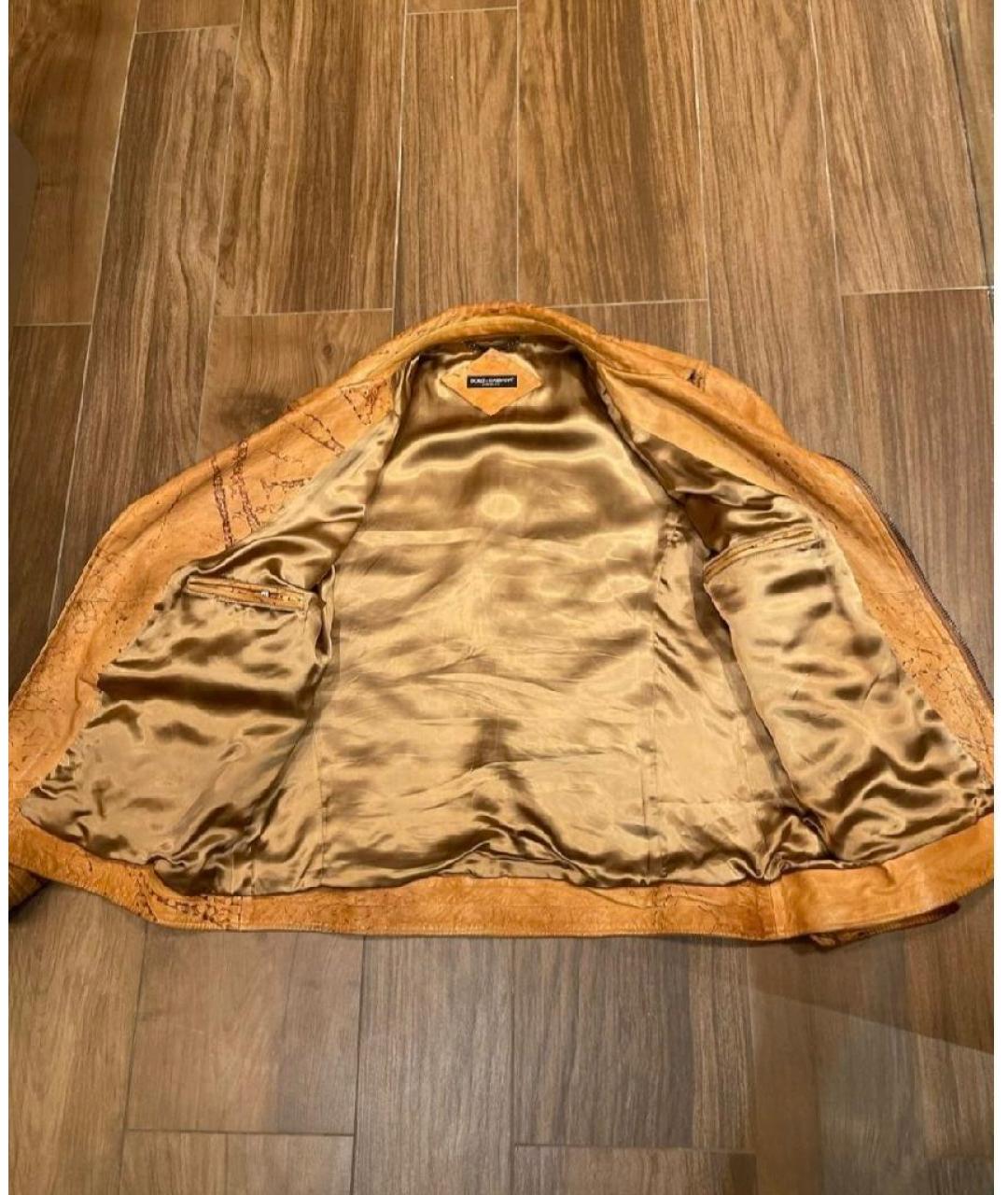 DOLCE&GABBANA Коричневая кожаная куртка, фото 5