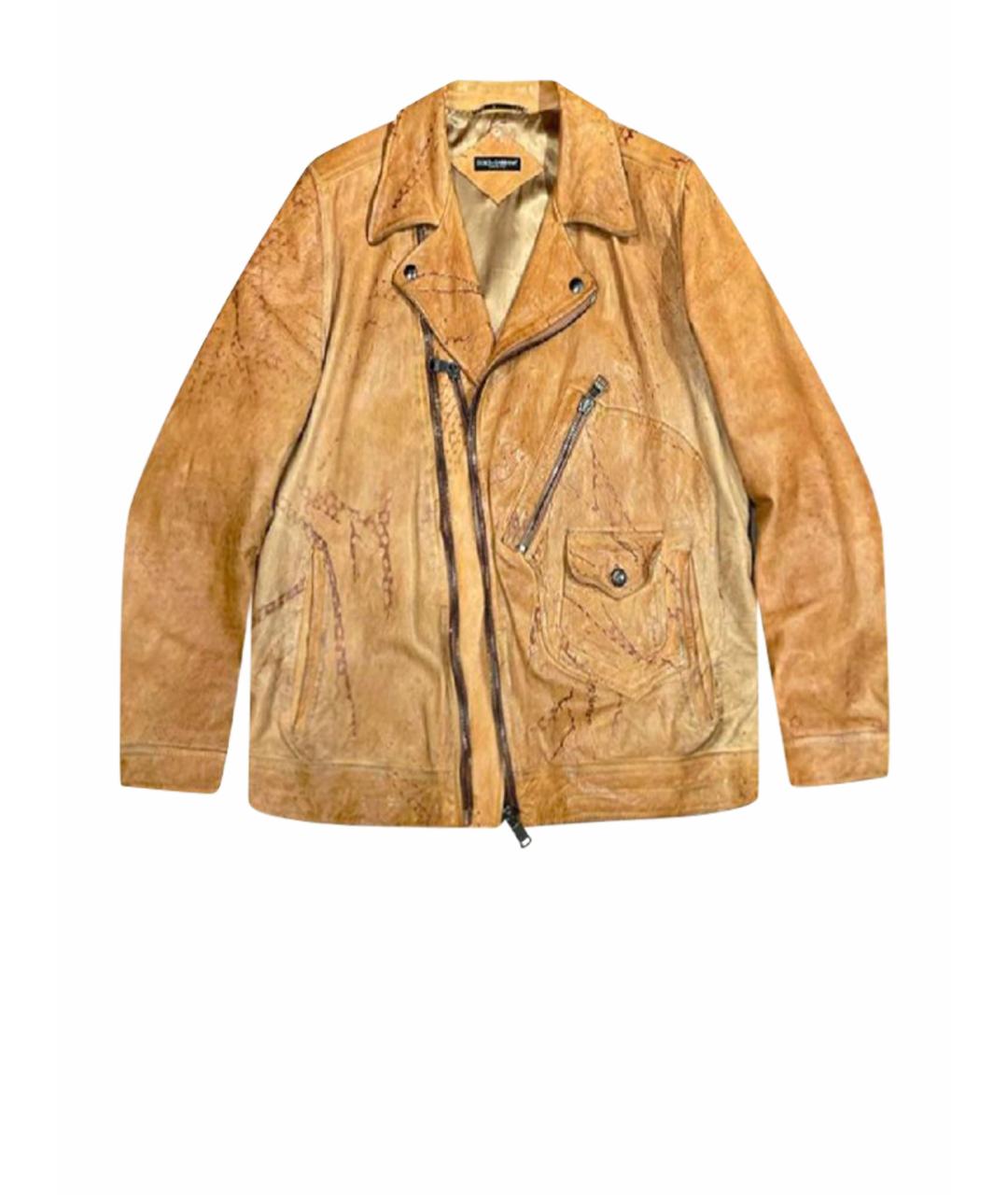 DOLCE&GABBANA Коричневая кожаная куртка, фото 1