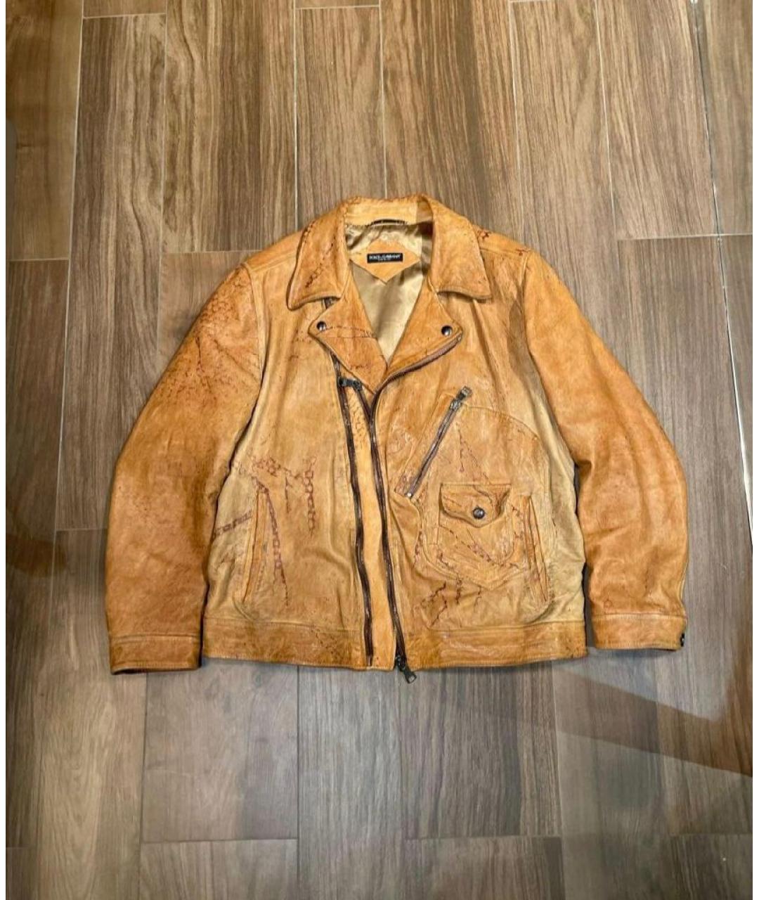 DOLCE&GABBANA Коричневая кожаная куртка, фото 7