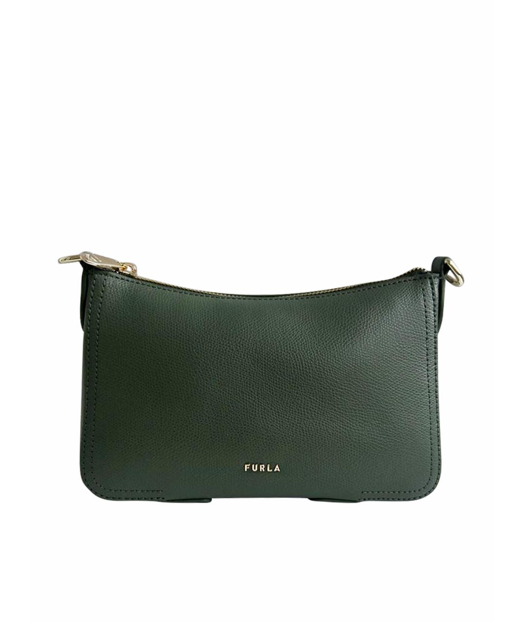 FURLA Хаки кожаная сумка через плечо, фото 1