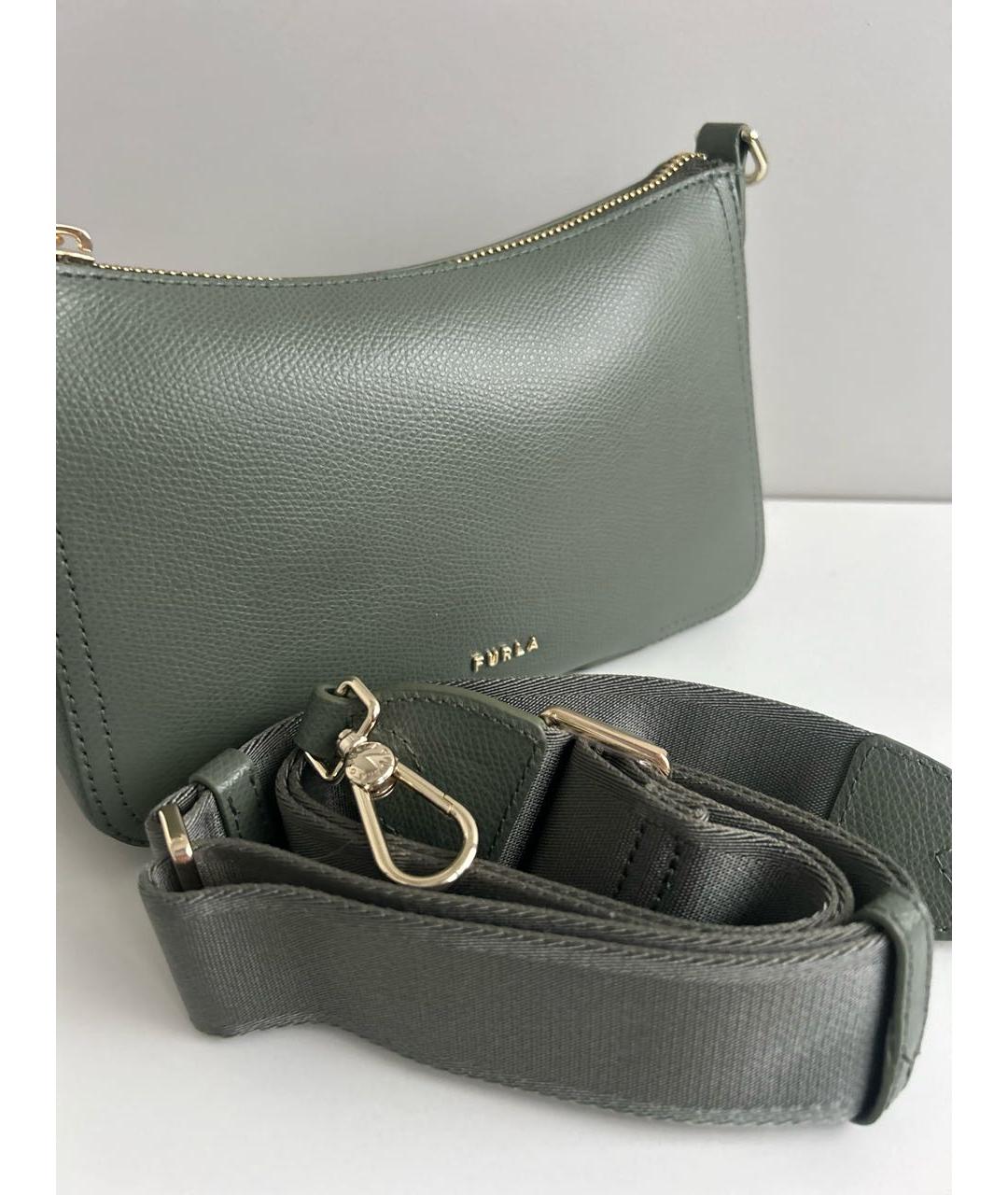 FURLA Хаки кожаная сумка через плечо, фото 5
