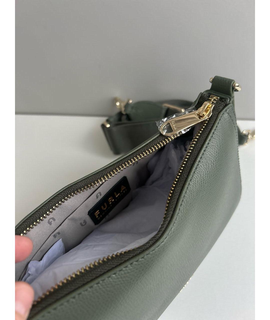 FURLA Хаки кожаная сумка через плечо, фото 4