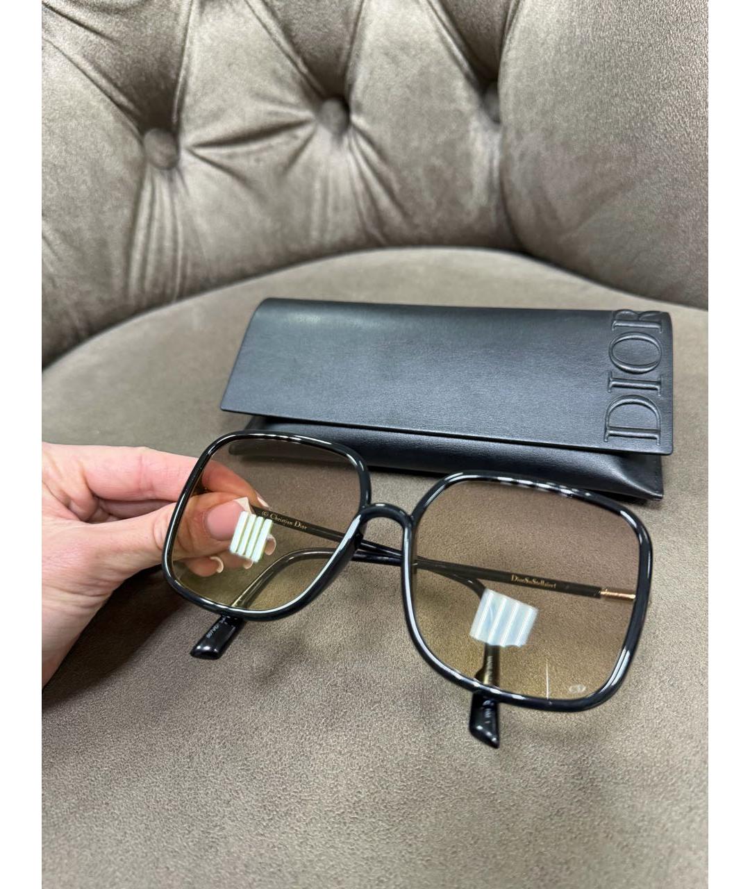 CHRISTIAN DIOR Черные пластиковые солнцезащитные очки, фото 5