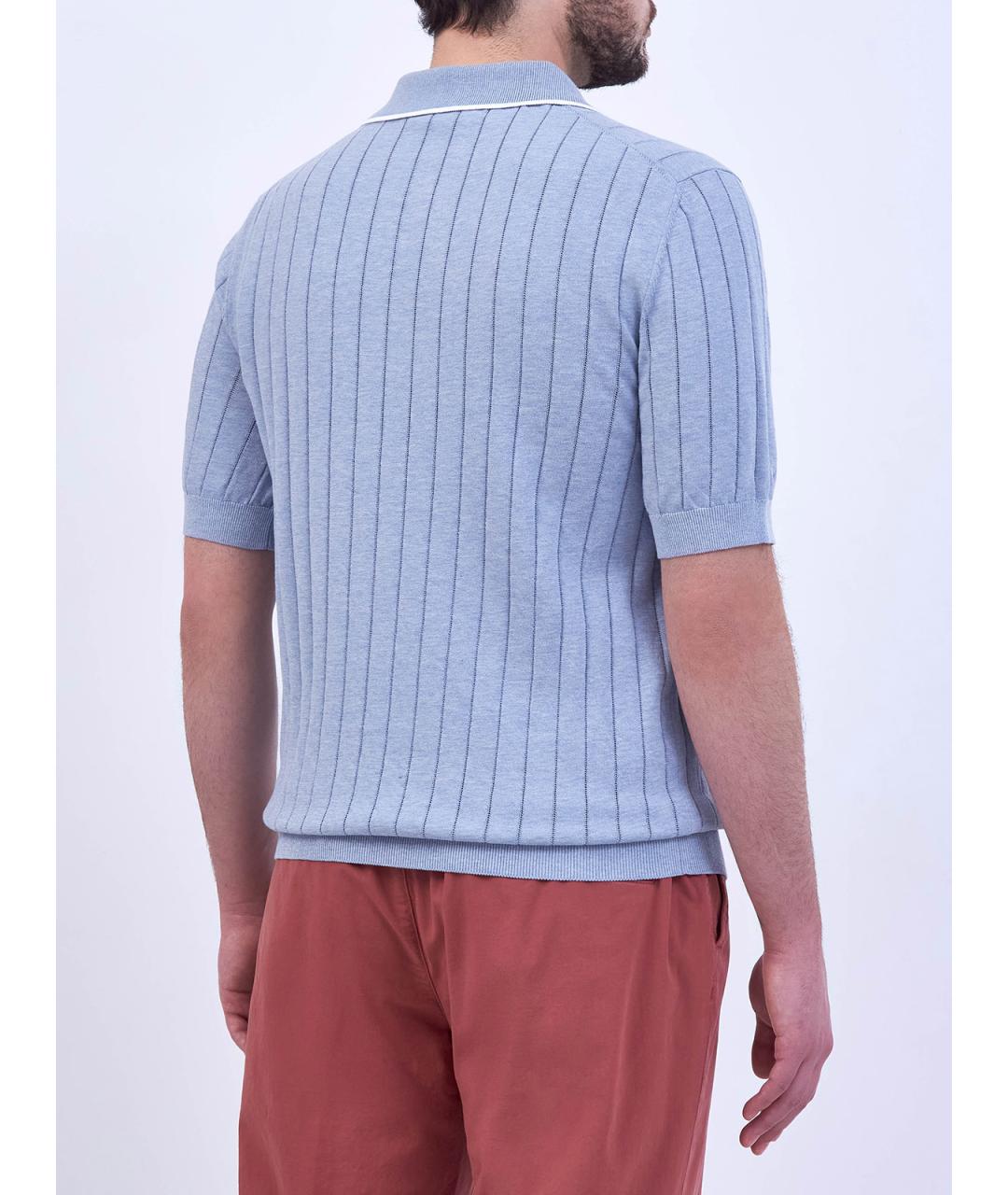 PESERICO Голубое хлопковое поло с коротким рукавом, фото 4