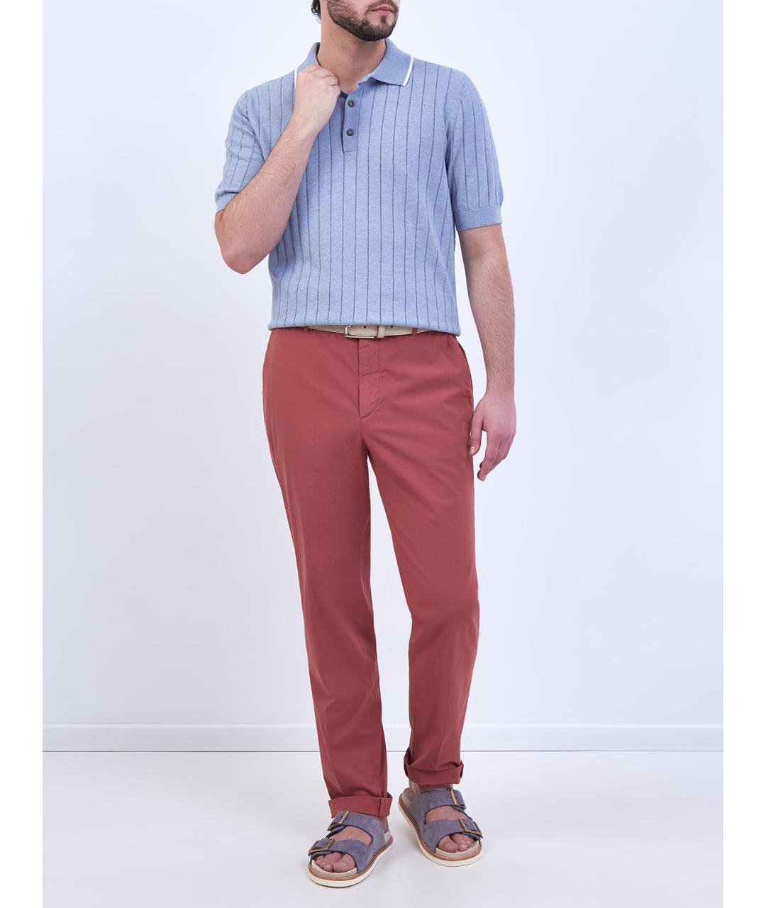 PESERICO Голубое хлопковое поло с коротким рукавом, фото 2