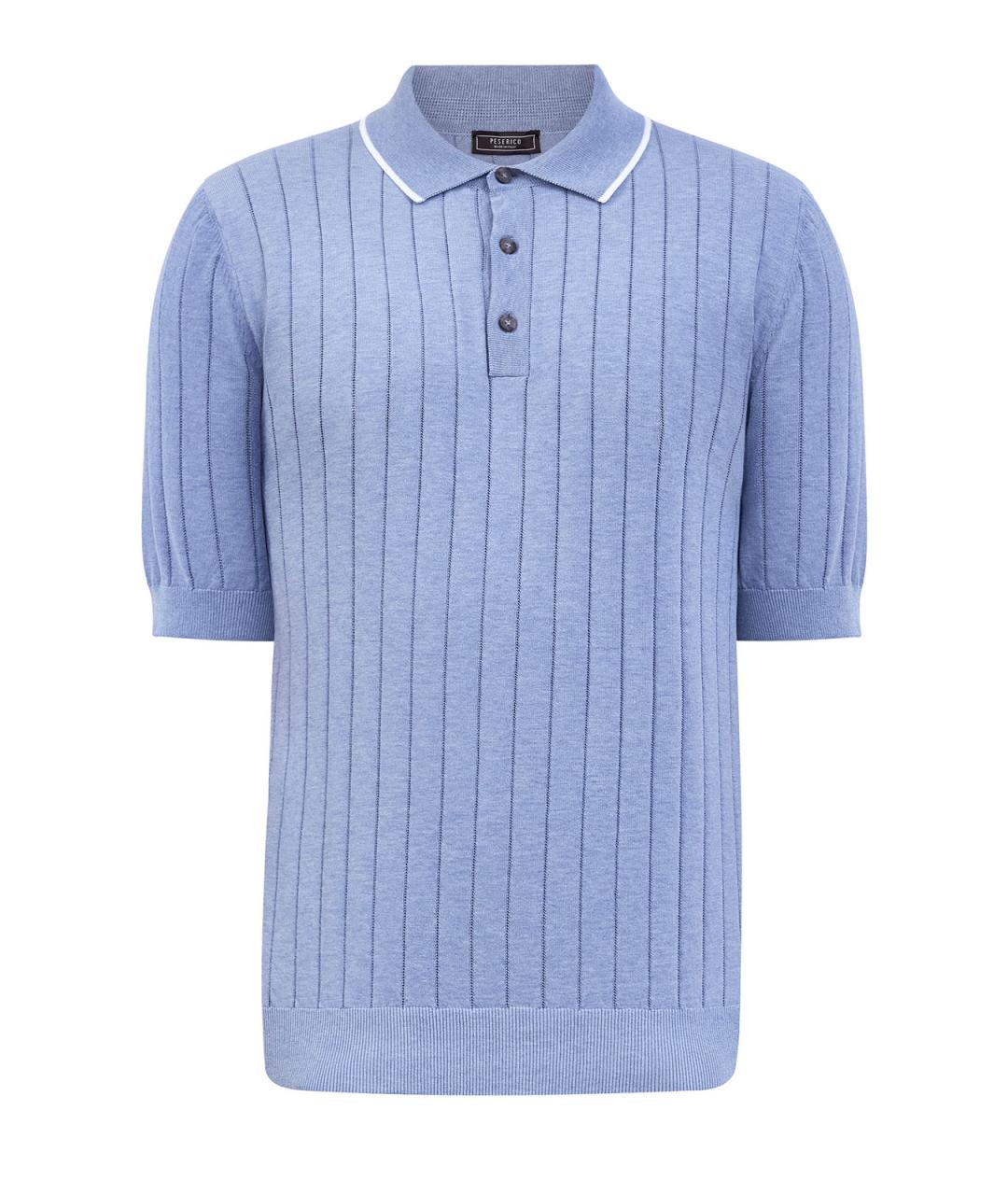 PESERICO Голубое хлопковое поло с коротким рукавом, фото 1