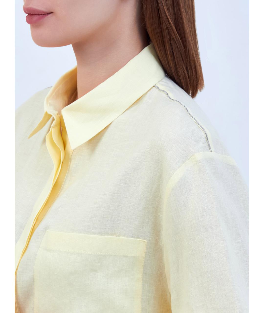 PESERICO Желтая льняная рубашка, фото 3