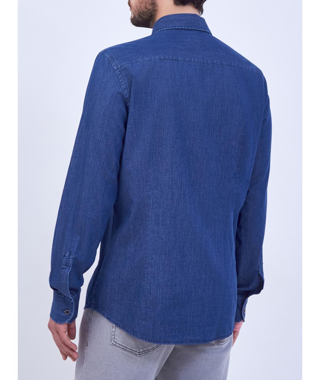 PESERICO Синяя хлопковая кэжуал рубашка, фото 4