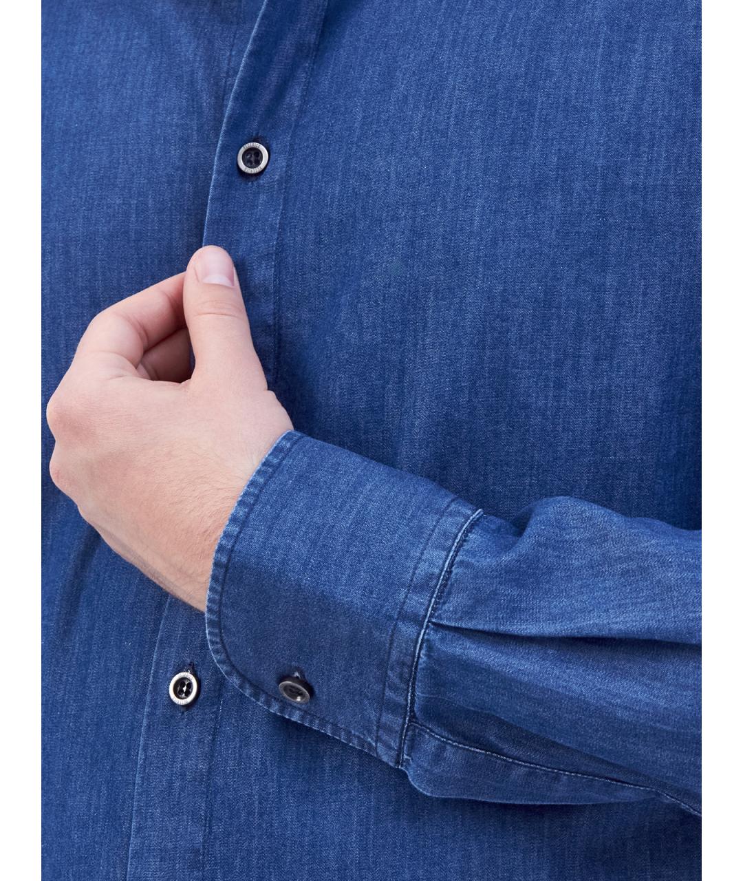 PESERICO Синяя хлопковая кэжуал рубашка, фото 5