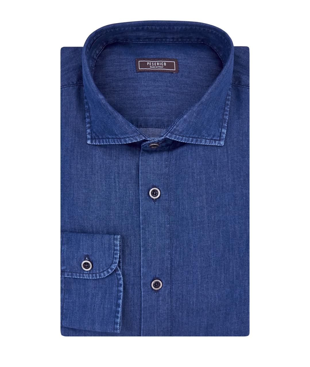 PESERICO Синяя хлопковая кэжуал рубашка, фото 1
