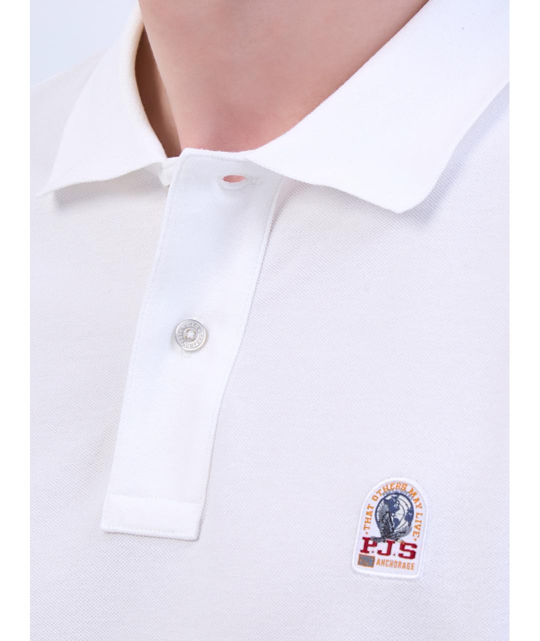 PARAJUMPERS Белое хлопковое поло с коротким рукавом, фото 5