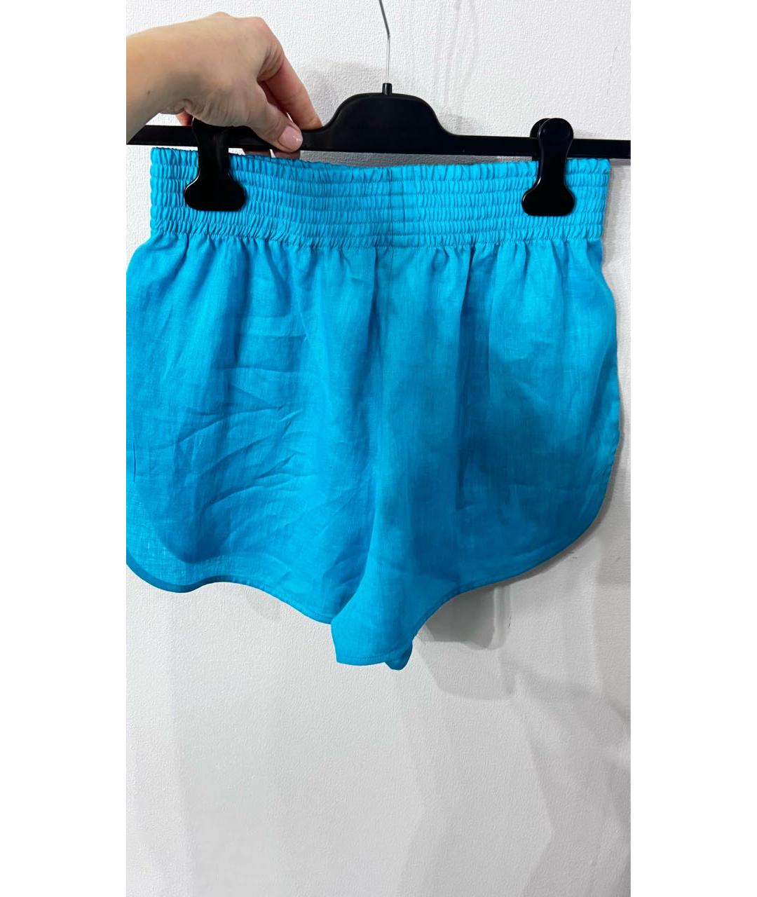 ERMANNO SCERVINO Бирюзовые льняные шорты, фото 3