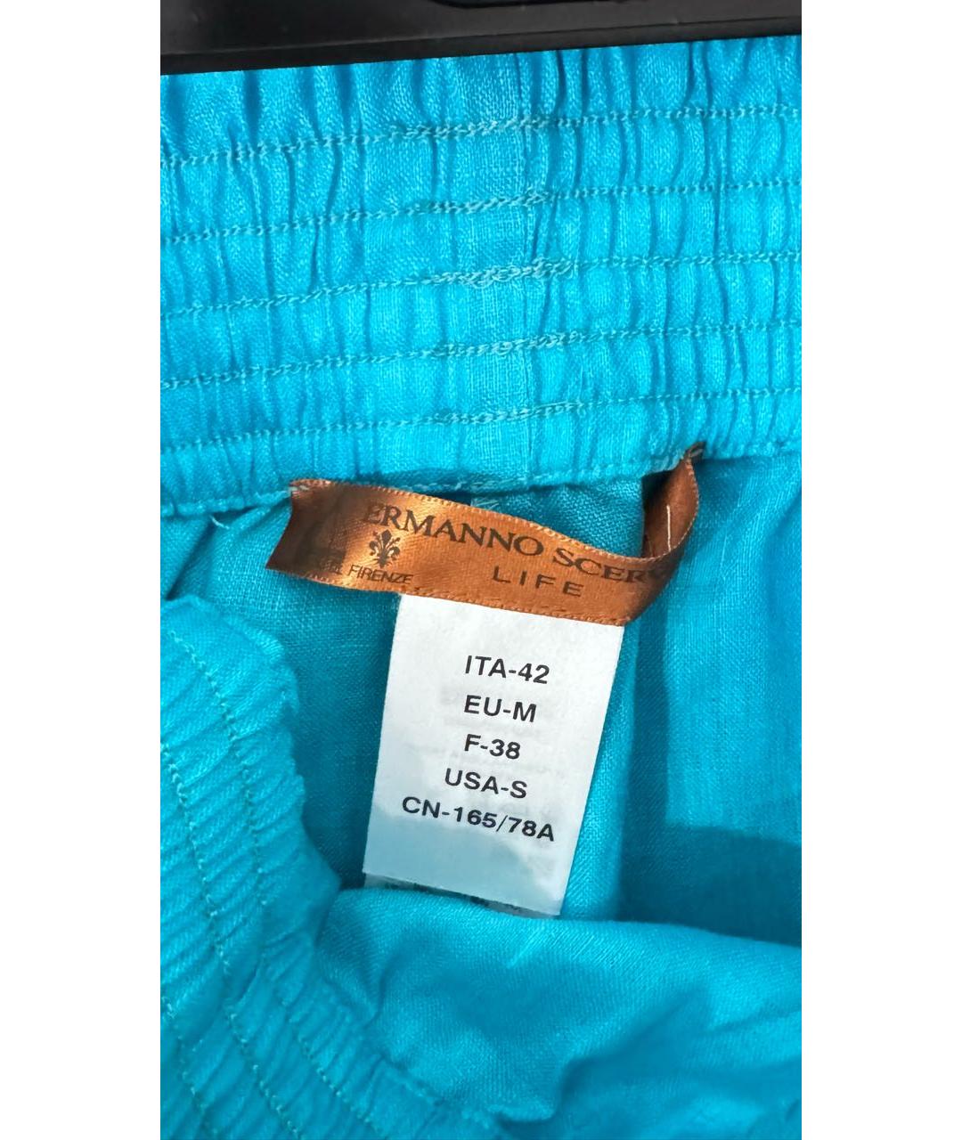 ERMANNO SCERVINO Бирюзовые льняные шорты, фото 5