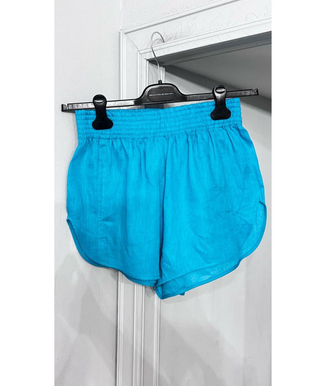 ERMANNO SCERVINO Бирюзовые льняные шорты, фото 2
